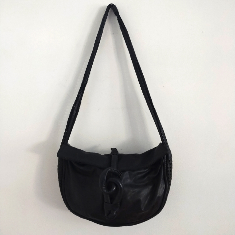 Vintage Brio Leather Perforated Strap Boho Handbag Bag